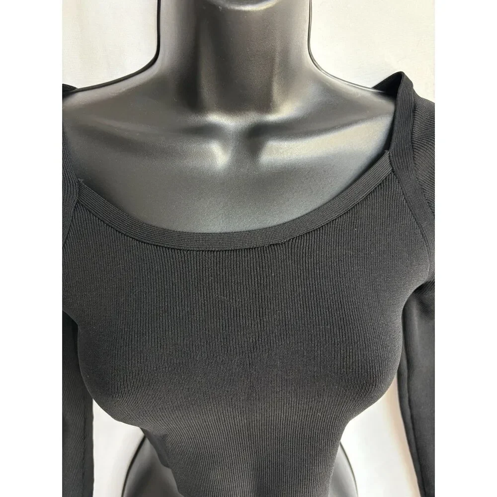 Zara Juniors Long Sleeve Cropped Ribbed Sweater Black Size S Jacquard Basics